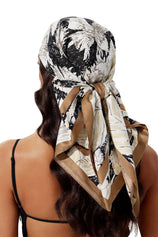 Womens Khaki Silk Satin Scarf | CicyBell