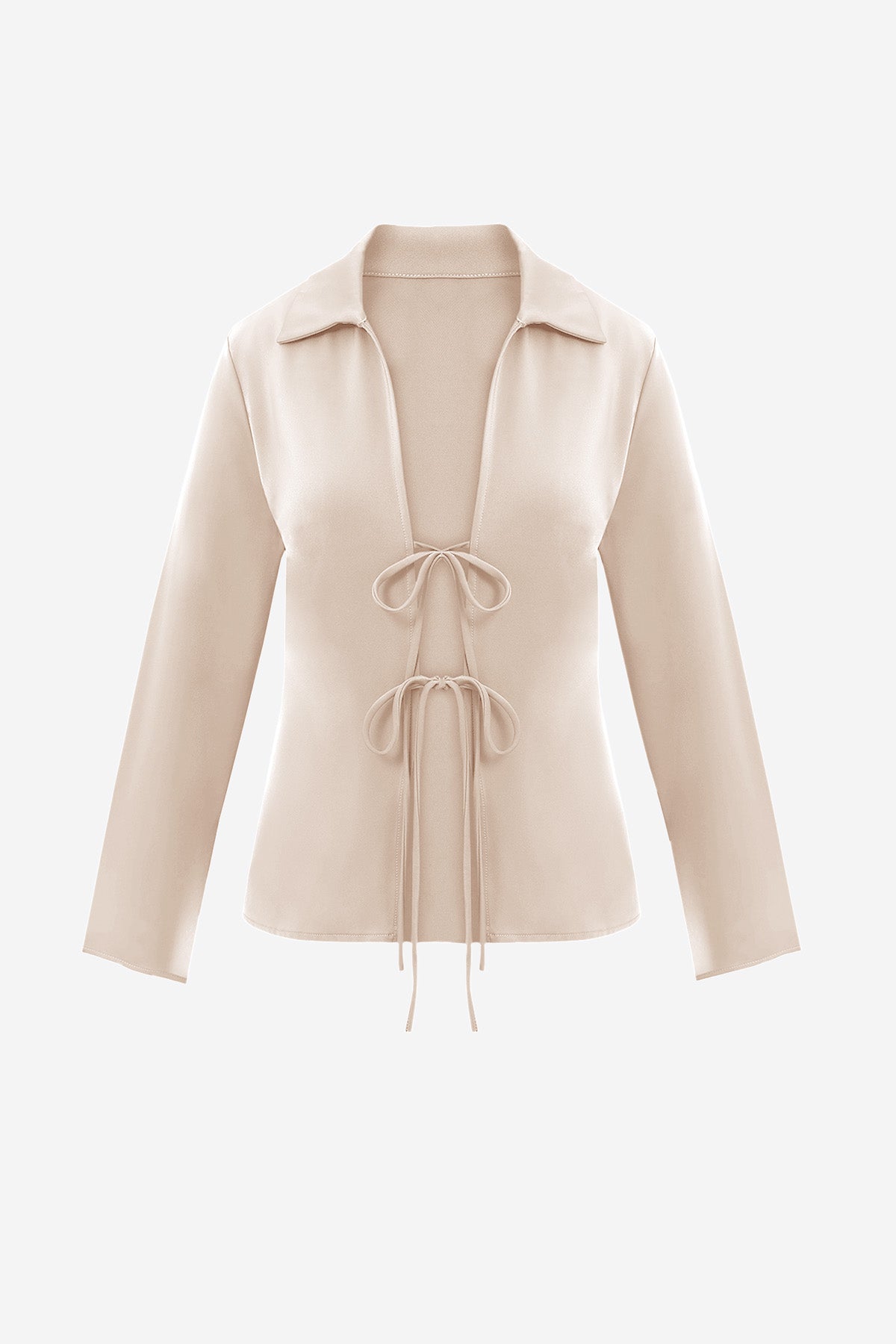 Womens Apricot Satin Tie Front Shirts | CicyBell