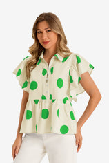 Womens Apricot Polka Dot Babydoll Tops | CicyBell