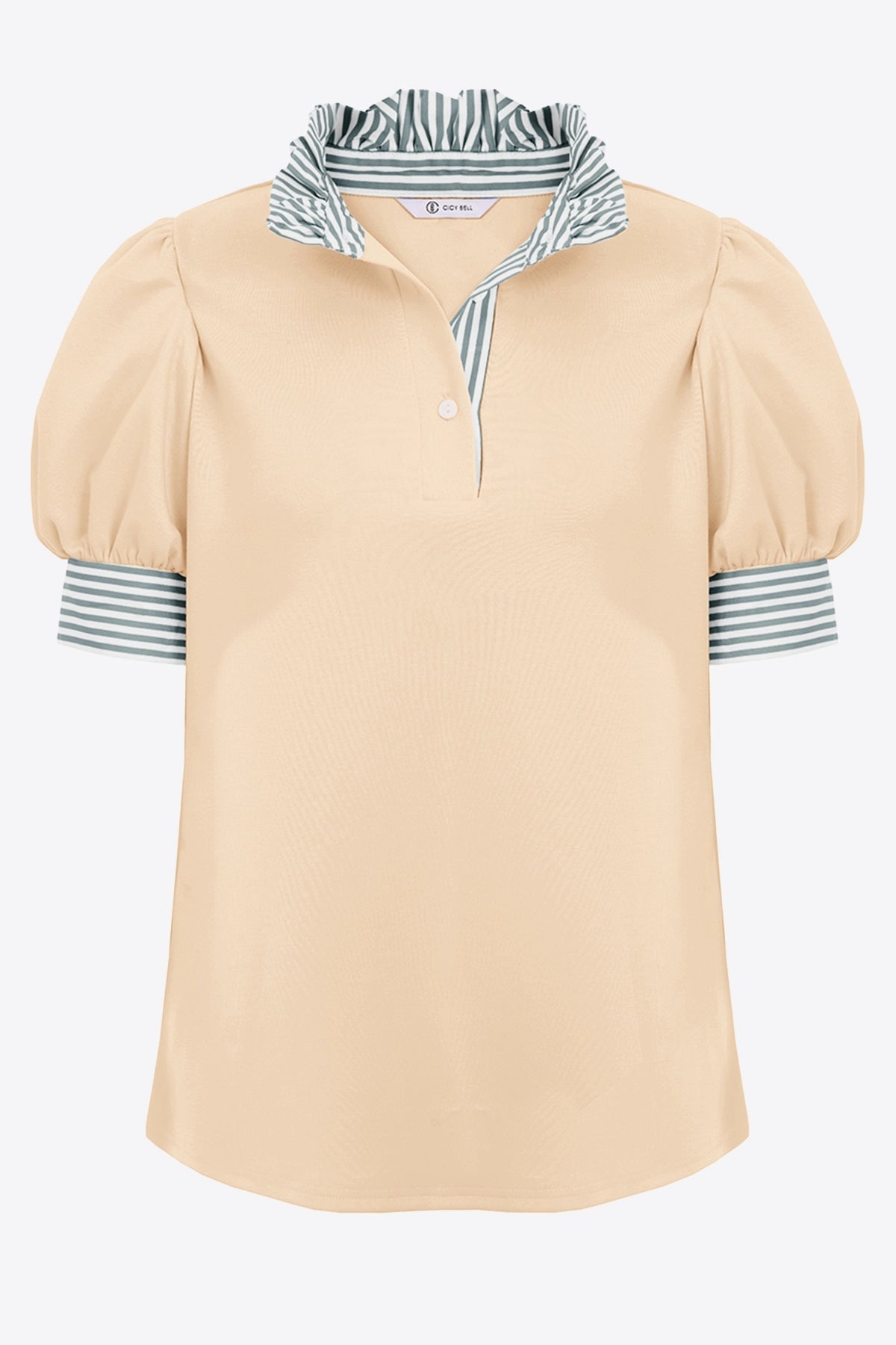 Womens Apricot Summer Puff Sleeve Blouses | CicyBell