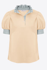 Womens Apricot Summer Puff Sleeve Blouses | CicyBell