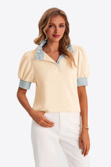 Womens Apricot Summer Puff Sleeve Blouses | CicyBell