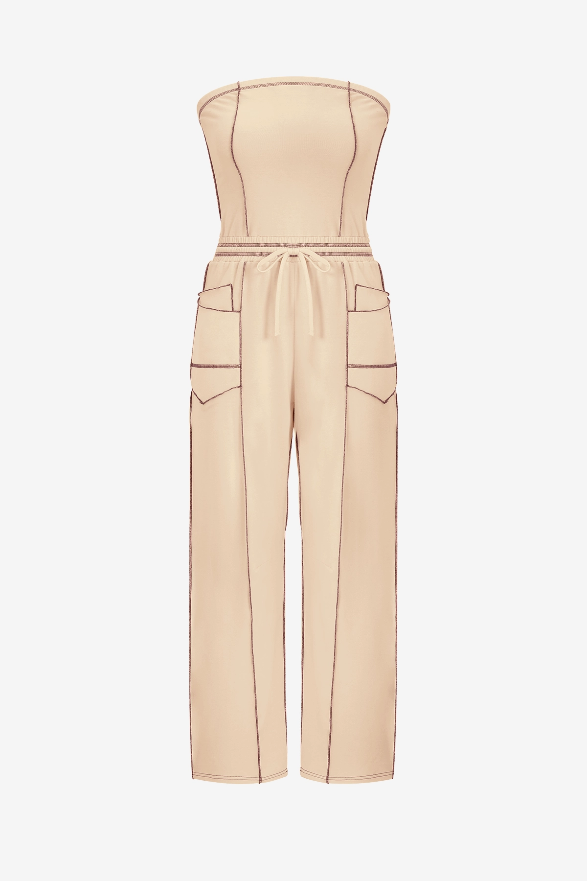 Womens Apricot Summer Strapless Jumpsuits  | CicyBell