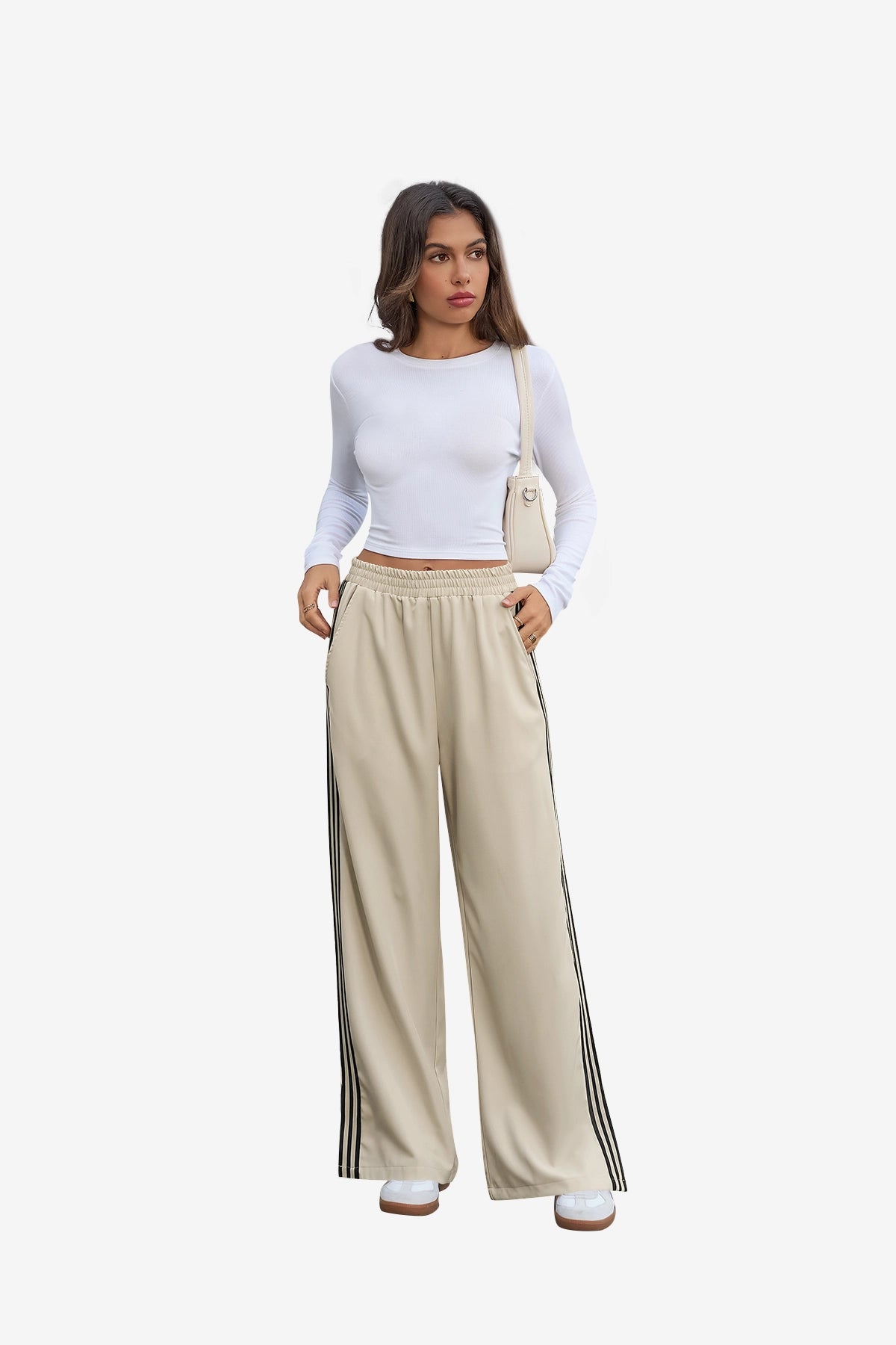 Womens Apricot Wide Leg High Waisted Pants | CicyBell