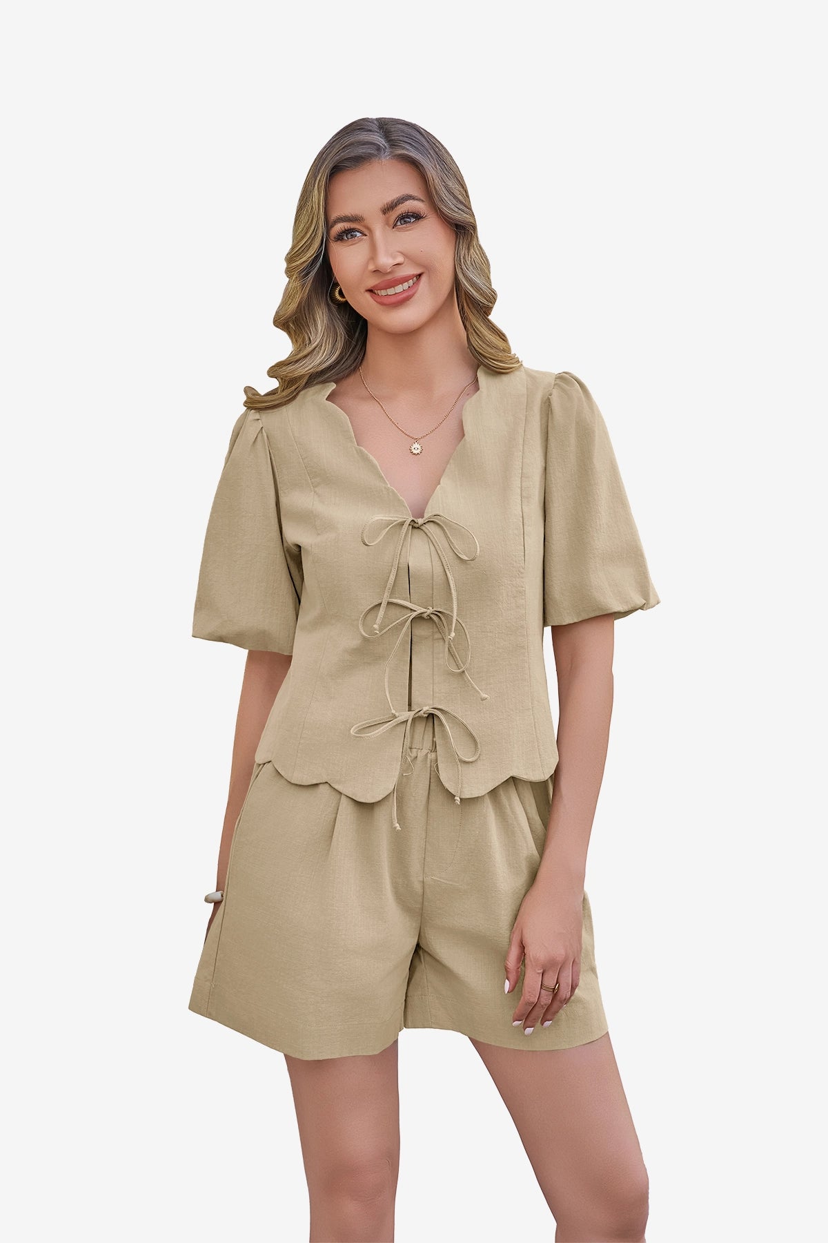 Womens Apricot Summer 2 Piece Short Sets | CicyBell