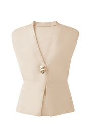 Cicy Bell Womens Apricot V Neck Sweater Vest
