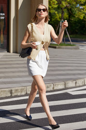 Cicy Bell Womens Apricot V Neck Sweater Vest