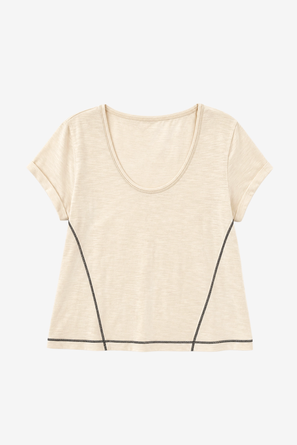 Breathable Apricot Cotton Tee Exposed Seam | CicyBell