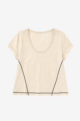 Breathable Apricot Cotton Tee Exposed Seam | CicyBell