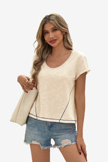 Breathable Apricot Cotton Tee Exposed Seam | CicyBell