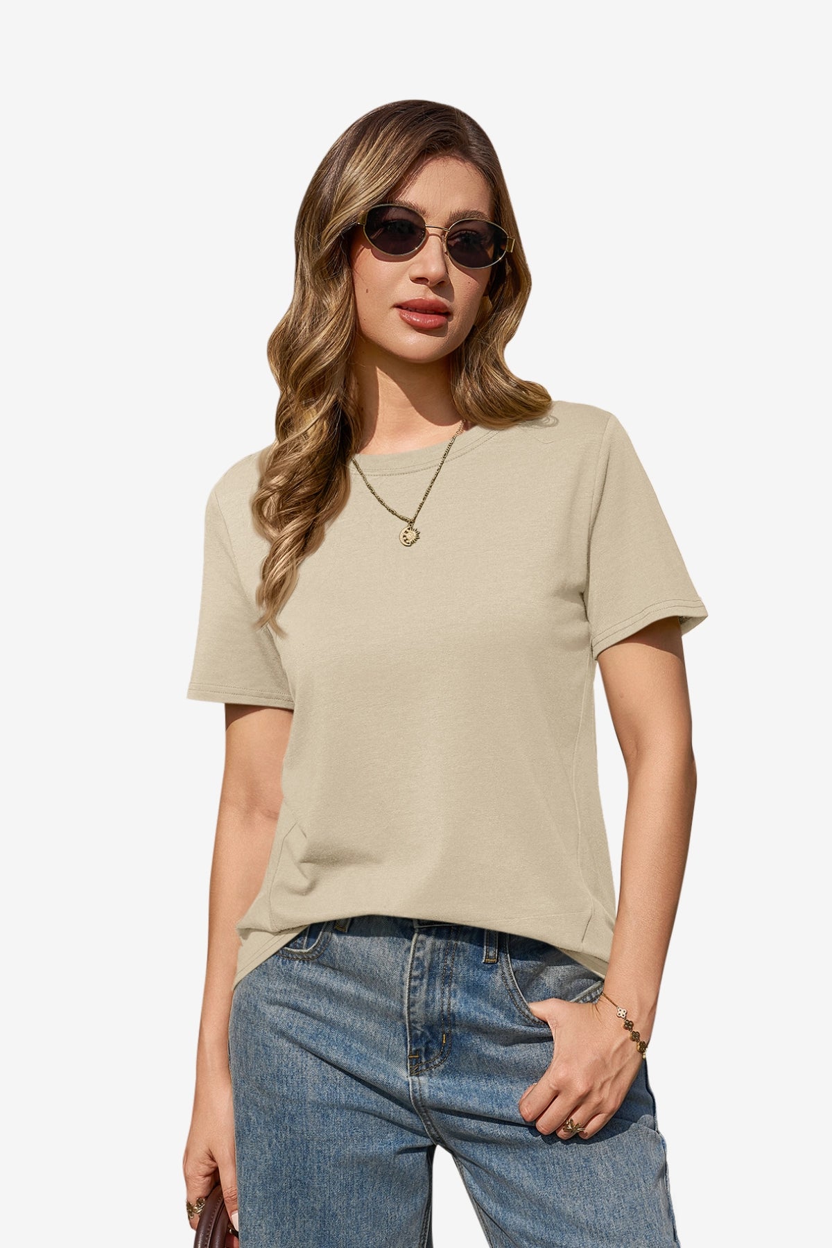 Womens Apricot Summer Short Sleeve T-Shirts| CicyBell