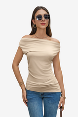 Womens Apricot Cowl Neck Tank Tops | CicyBell