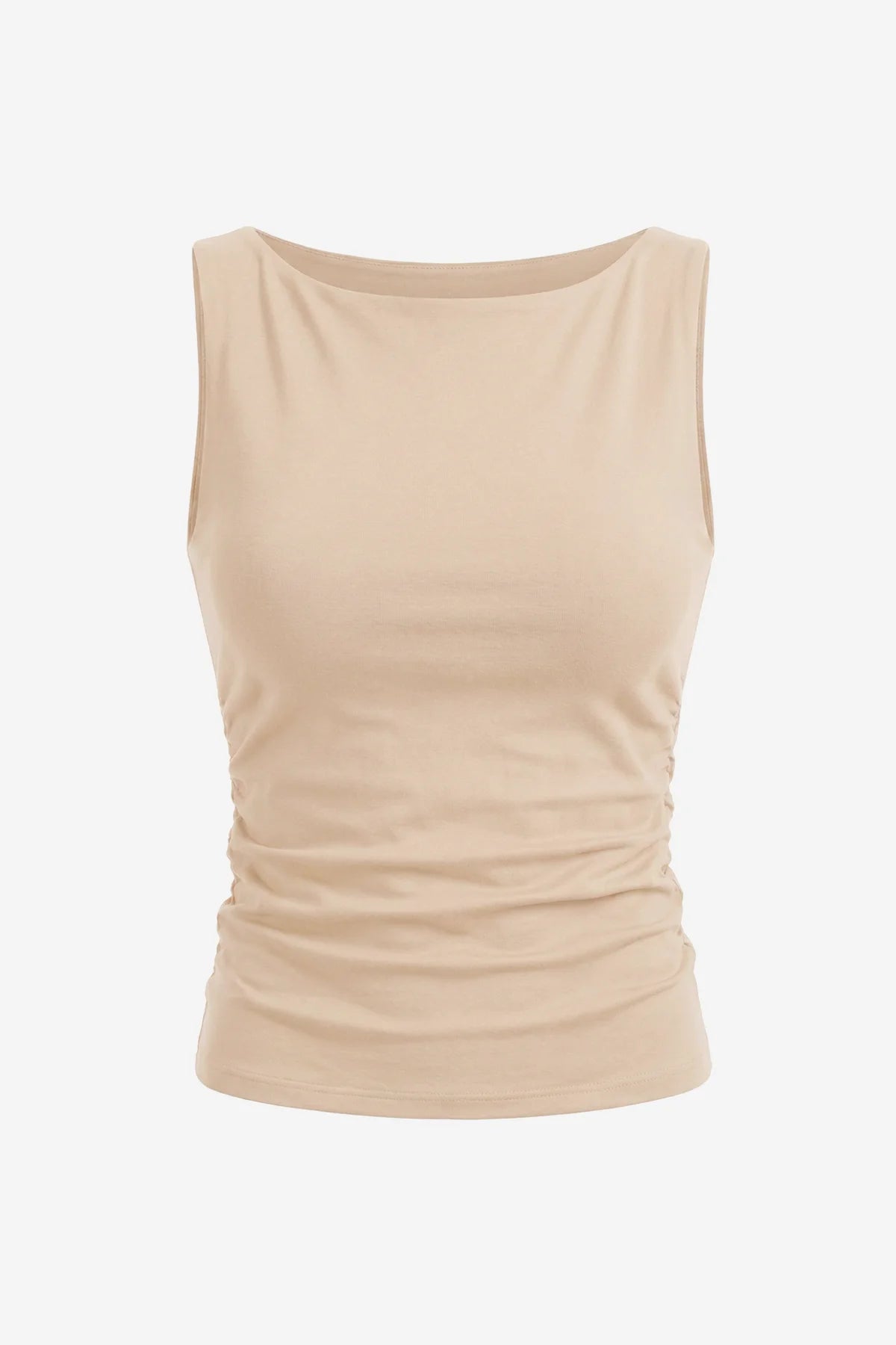 Wrinkle-Free Apricot Ruched Tank Tailored Stretch | CicyBell