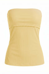 Womens Apricot Strapless Tube Y2K Tops | CicyBell