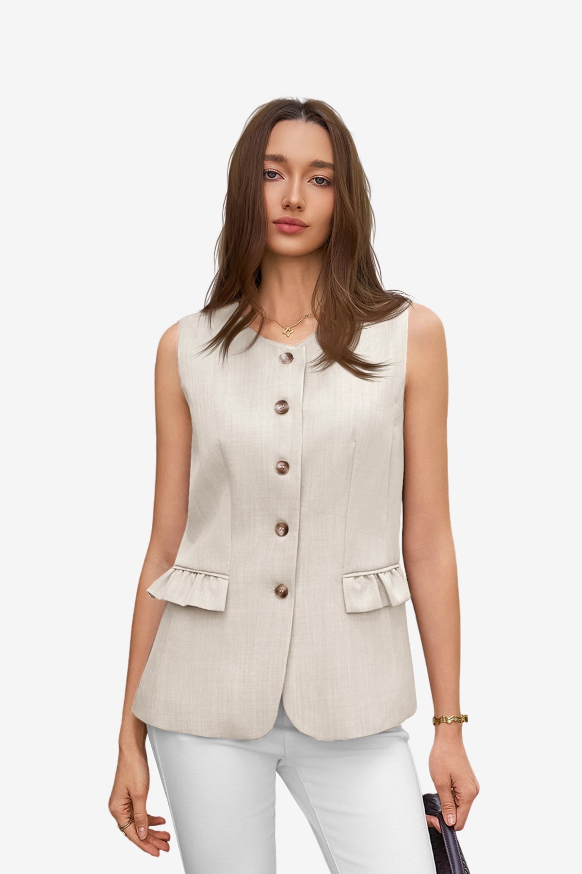 Womens Apricot Blazer Vest Tops  | CicyBell