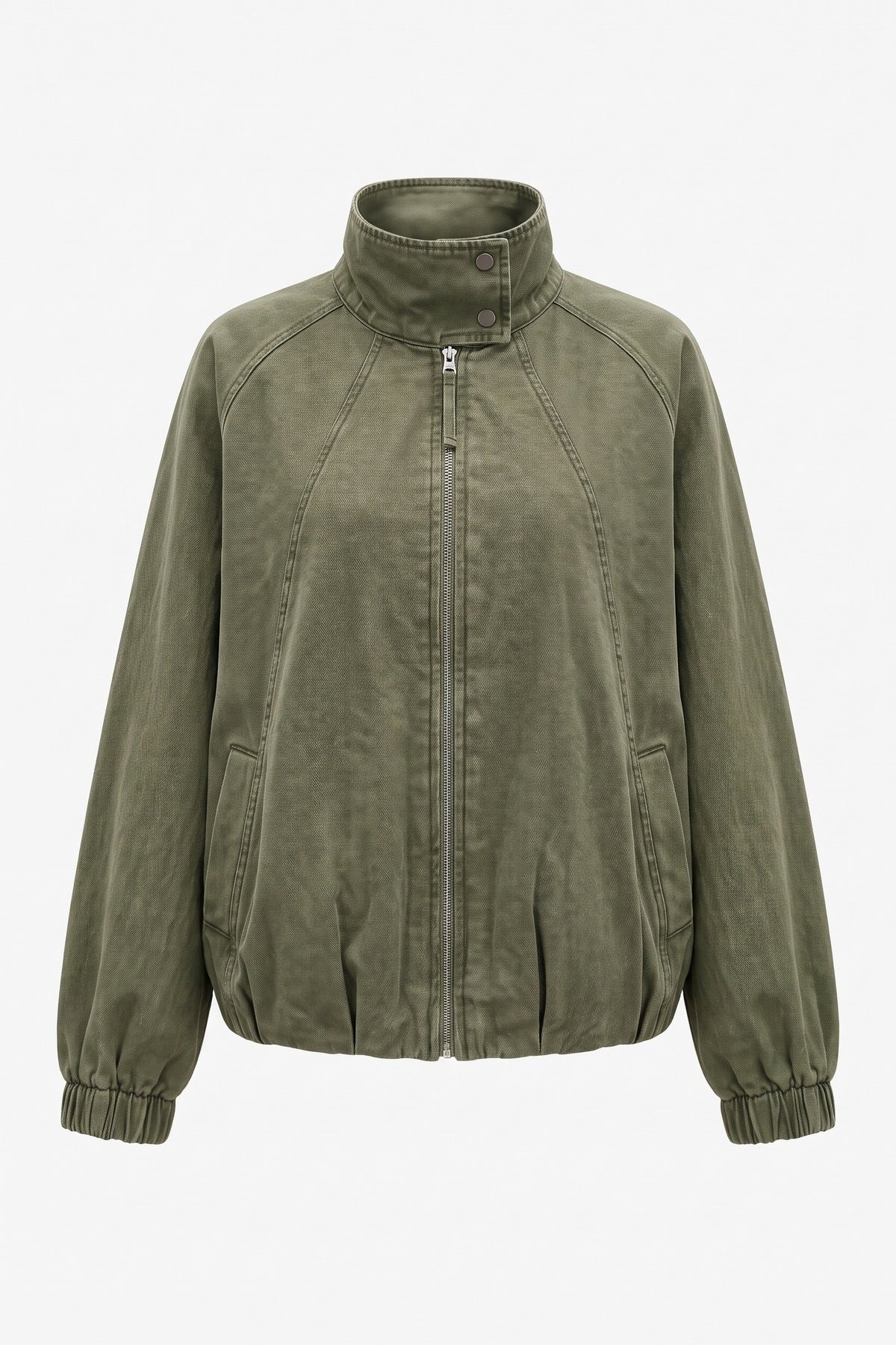Womens Army Green Oversized Denim Bomber Jacket | CicyBell
