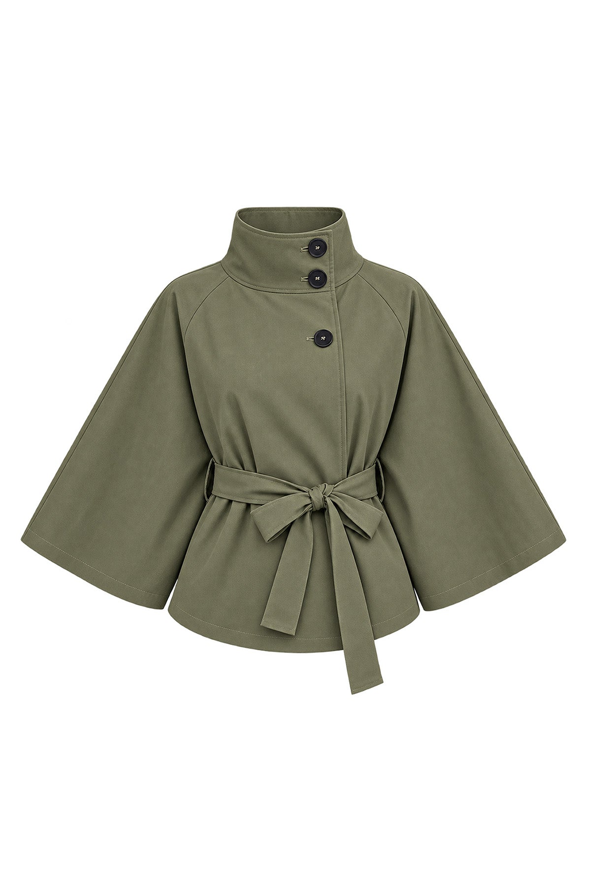Womens Army Green Cropped Trench Coat | CicyBell