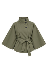 Womens Army Green Cropped Trench Coat | CicyBell