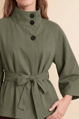 Womens Army Green Cropped Trench Coat | CicyBell
