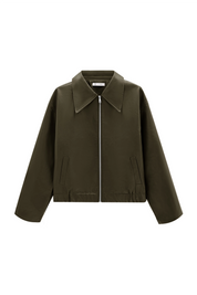 Cicy Bell Womens Army Green Faux Leather Jacket