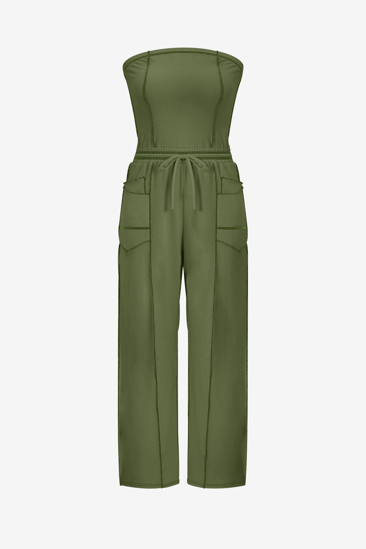 Womens Army Green Summer Strapless Jumpsuits  | CicyBell