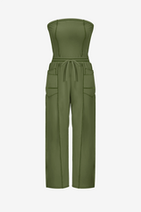 Womens Army Green Summer Strapless Jumpsuits  | CicyBell