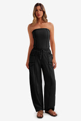 Womens Black Summer Strapless Jumpsuits  | CicyBell