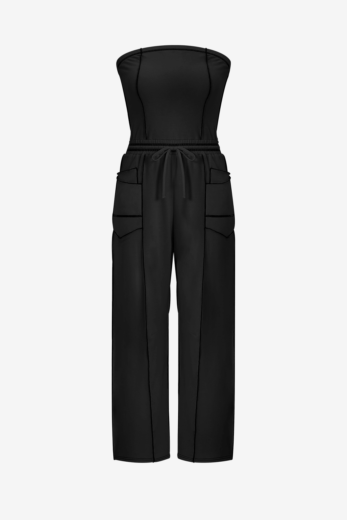 Womens Black Summer Strapless Jumpsuits  | CicyBell