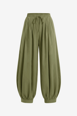 Womens Army Green Baggy Pleated Harem Pants | CicyBell