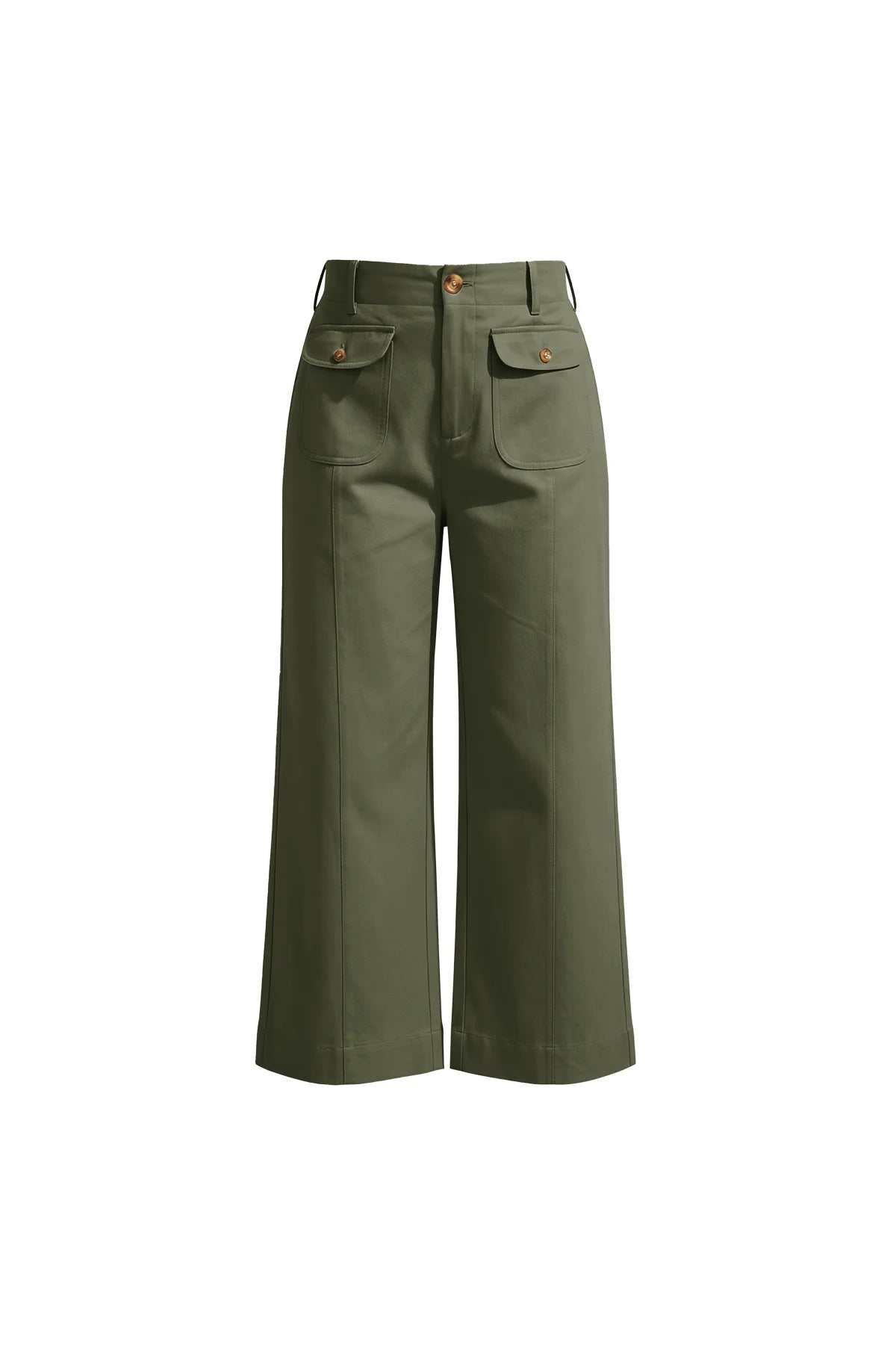 Womens Army Green Cropped Wide Leg Pants | CicyBell