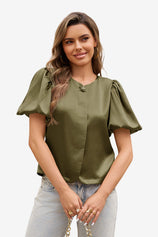 Womens Army Green Silk Satin Button Down Shirts | CicyBell