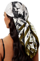 Womens Army Green Boho Floral Printed Hair Scarves | CicyBell