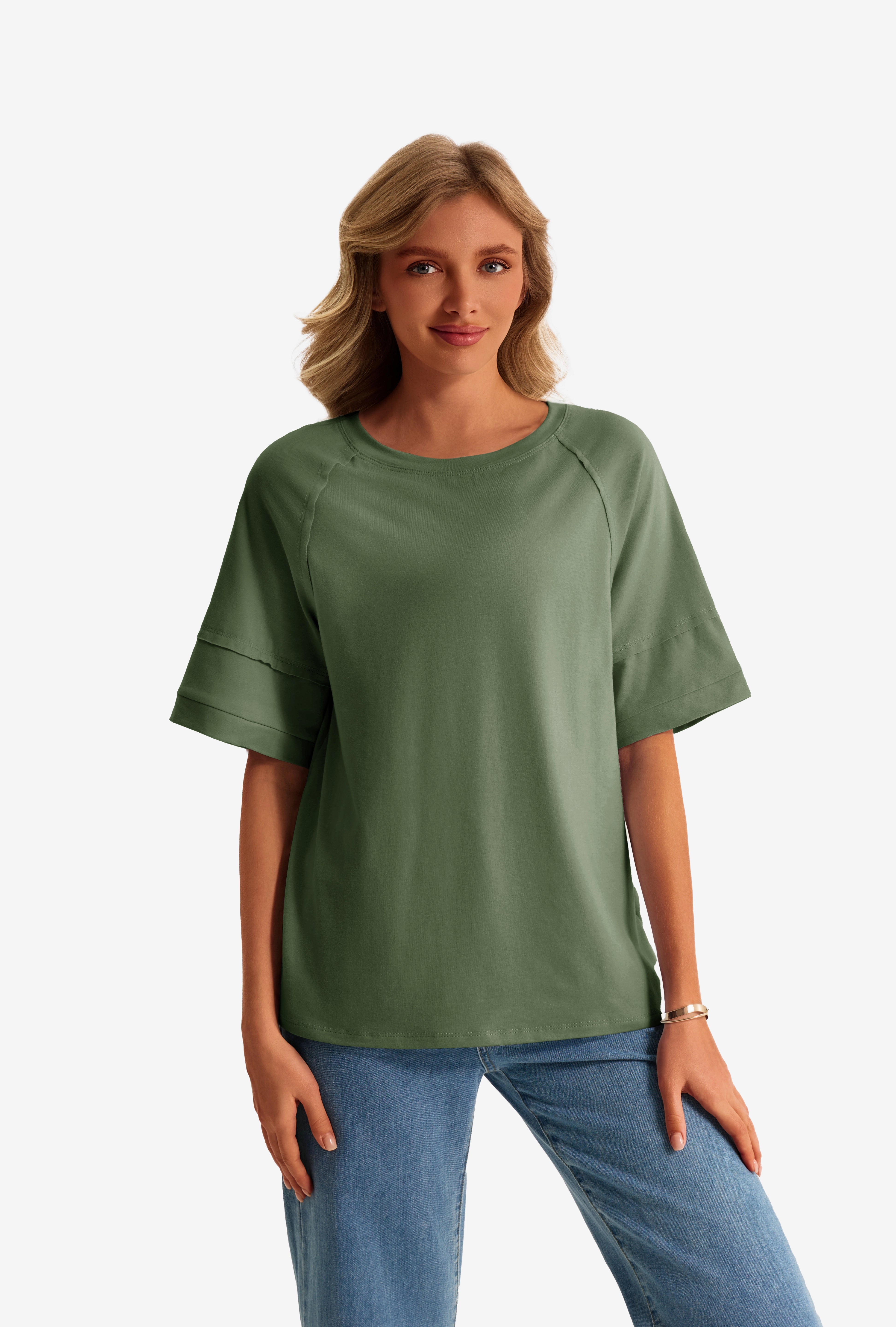 Womens Army Green Oversized T-Shirts  | CicyBell