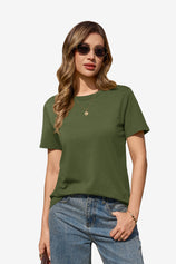 Womens Army Green Summer Short Sleeve T-Shirts| CicyBell
