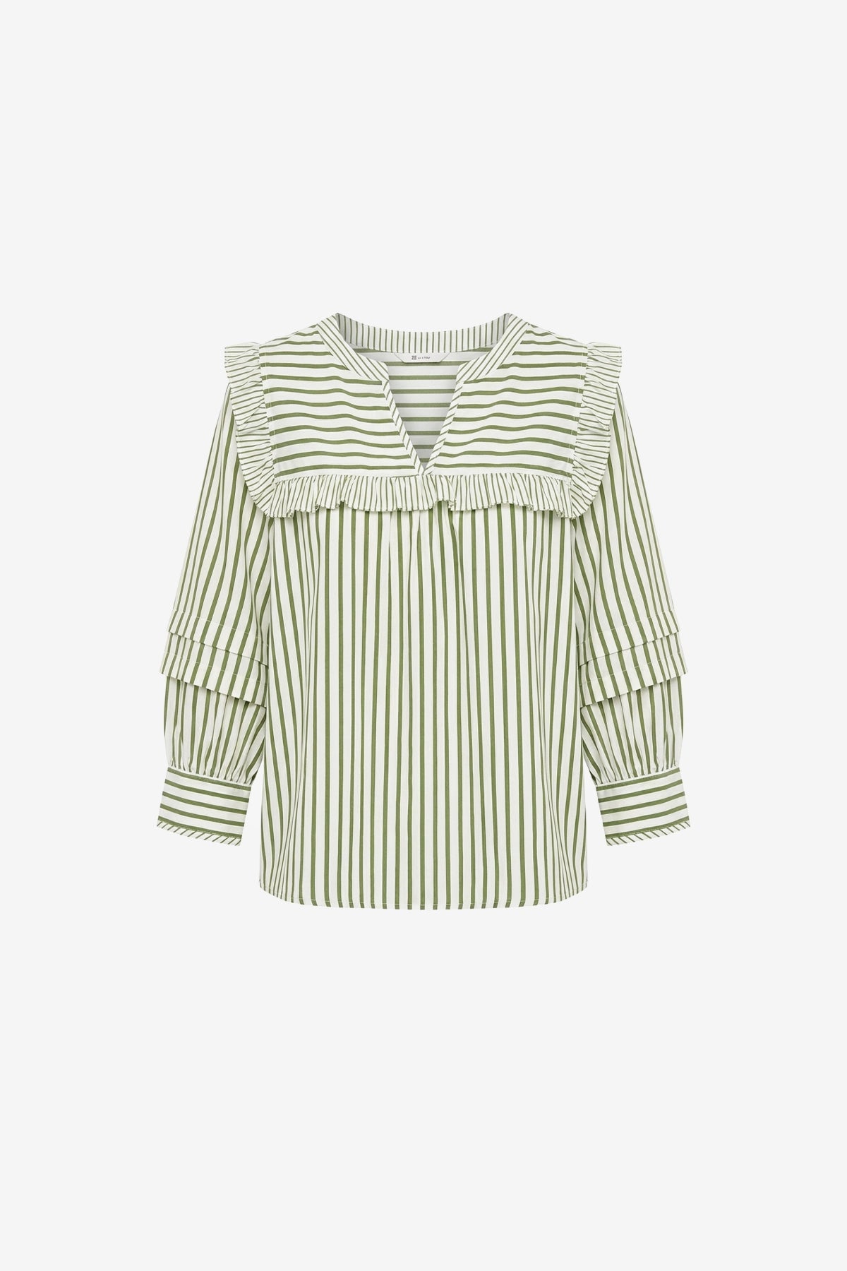 Womens Army Green Striped Babydoll Tops | CicyBell
