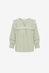 Womens Army Green Striped Babydoll Tops | CicyBell