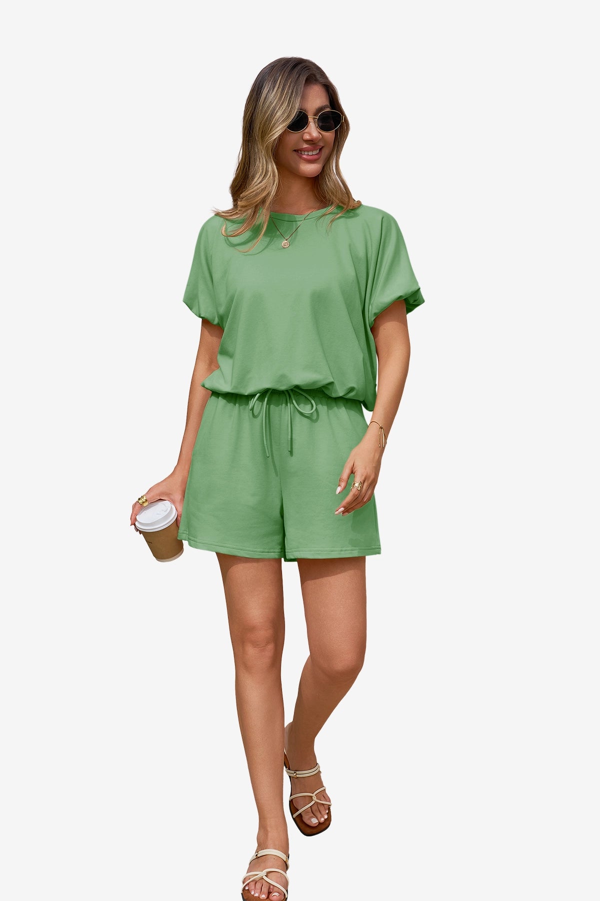 Womens Army Green Summer 2 Piece Short Sets | CicyBell