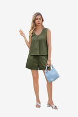 Womens Army Green Summer 2 Piece Sets  | CicyBell