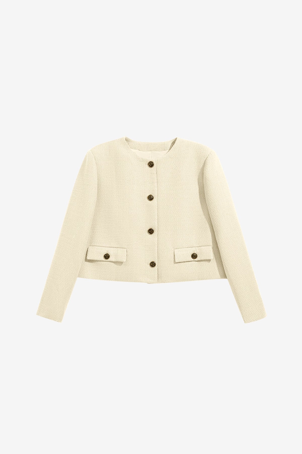 Womens Beige Cropped Tweed Blazer | CicyBell