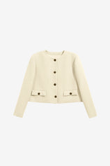 Womens Beige Cropped Tweed Blazer | CicyBell
