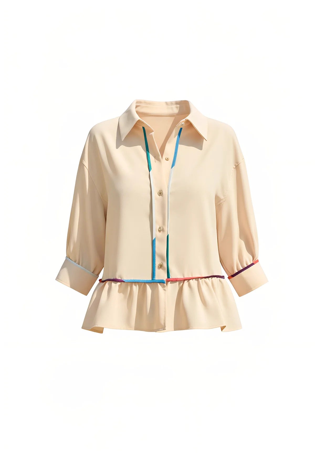 Womens Beige Summer Button Down Blouses | CicyBell