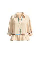 Womens Beige Summer Button Down Blouses | CicyBell
