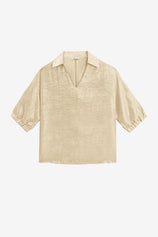Womens Beige Metallic 3/4 Sleeve | CicyBell