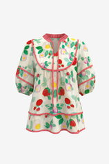 Womens Beige Floral Babydoll Blouse | CicyBell
