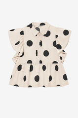 Womens Beige Polka Dot Babydoll Tops | CicyBell