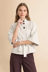 Womens Beige Cropped Trench Coat | CicyBell
