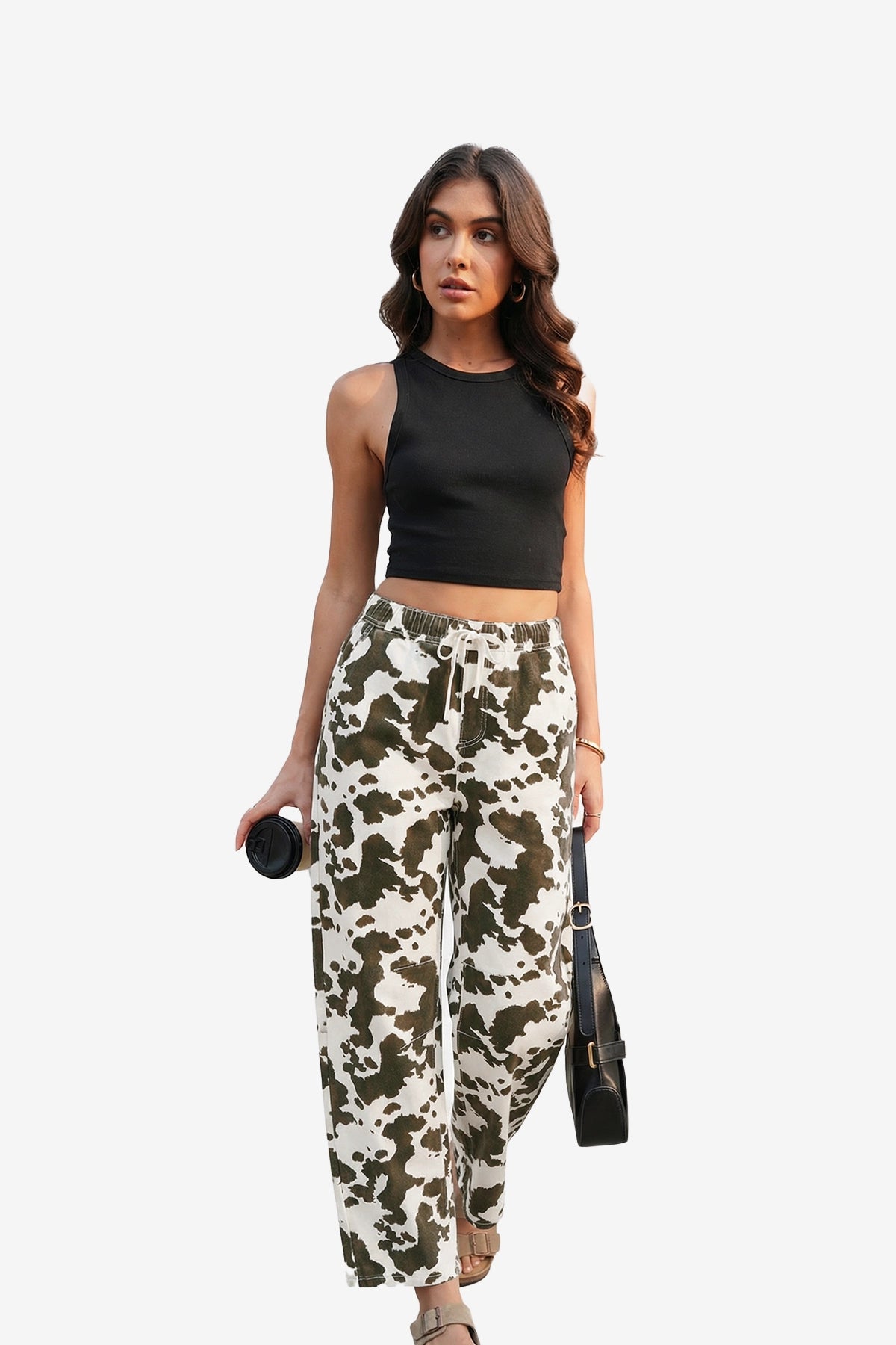 Womens Beige Leopard High Waisted Jeans | CicyBell