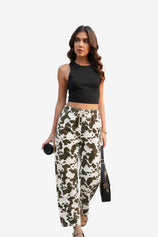 Womens Beige Leopard High Waisted Jeans | CicyBell