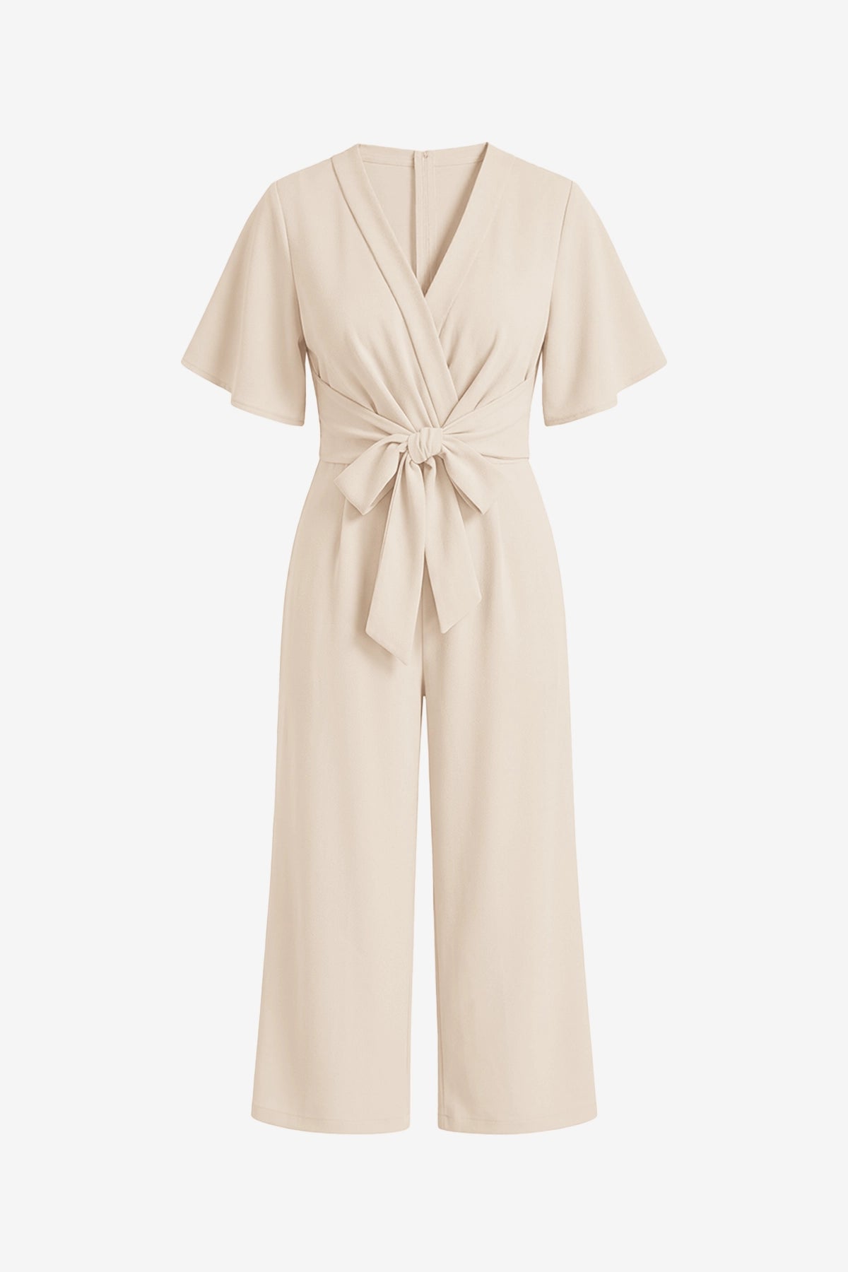 Womens Beige Wide Leg Long Pants Rompers | CicyBell