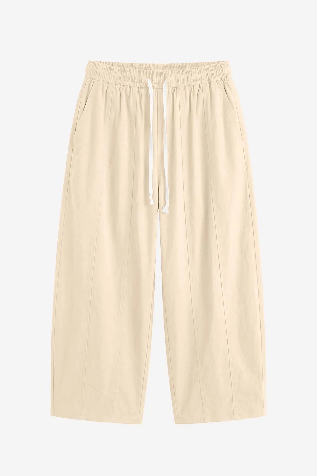 Womens Beige High Waisted Baggy Barrel Pants | CicyBell